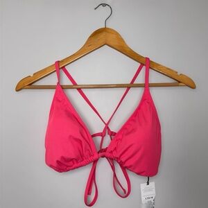 New Shade & Shore Pink Ribbed Triangle Bikini Top Size Large